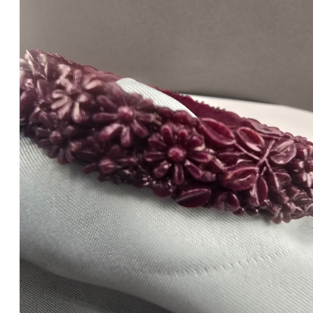 Vintage Estate Bangle Purple Carved Floral Resin Stackable 7.75in